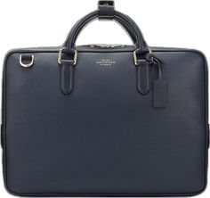 Designer Business Luggage, Designer Rectangular Business Luggage, Elegant Leather Luggage, Designer Business Luggage In Rectangular Shape, Elegant Leather Luggage With Zipper Closure, Classic Business Luggage With Leather Lining, Elegant Business Satchel Luggage, Luxury Laptop Bag With Zipper For Office, Luxury Laptop Bag With Zipper Closure For Office