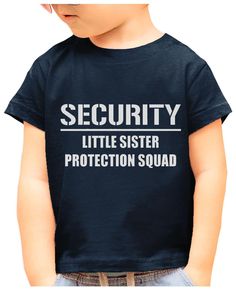 PRICES MAY VARY. Security little sister protection squad; Celebrate your son having a girl sibling on the way in this fun big brother kids shirt Nice gift to get your son excited in his new role as big brother; a great present for expecting parents of baby girl with boy siblings Feature: quality basic wear printed garment; Comfort style made of friendly material, soft, comfortable and breathable. Casual and standard fit ideal for hot or cold seasons Print and designs: quality graphic apparel, du Pregnancy Announcement Sibling, Big Brother Tshirt, Baby Boy Announcement, Big Brother Shirt, Delicate Clothes, Pregnancy Announcements, Brother Shirts, Expecting Parents, Basic Wear