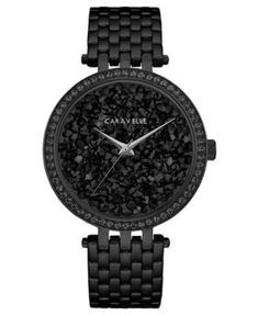 Women's Black Stainless Steel Bracelet Watch 38mm | macys.com Crystal Stone Jewelry, Pave Jewelry, Bulova Watches, Crystal Watches, Black Bracelets, Black Stainless Steel, Steel Watch, Stainless Steel Watch, Black Crystals