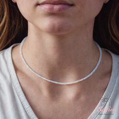 This dainty choker is fun and easy to wear and match with any outfit. They can express your style, mood, or personality in a subtle and charming way. It is perfect for anyone who loves minimalist style, natural stones. It is a unique and meaningful gift for yourself or someone special. You can wear it by itself or mix it with other necklaces for a fun and trendy look. If you have a large demand of the stone beads or necklace, please feel free to contact us for details. - Material : about 2 ~ 3 m Adjustable Beaded Necklaces With Gemstone Beads, White Crystal Choker Necklace For Gift, Adjustable Single Strand Crystal Choker Necklace, Adjustable Single Strand Crystal Choker, Delicate Adjustable Crystal Choker, Delicate Adjustable Crystal Choker Necklace, Adjustable Crystal Necklaces With Gemstone Beads, Adjustable Dainty Crystal Necklace With Faceted Beads, Adjustable Delicate Crystal Choker Necklace