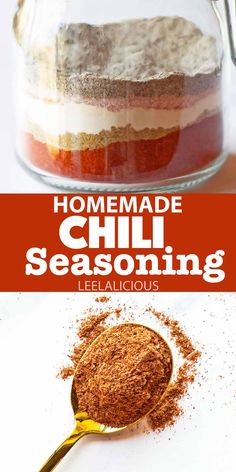 homemade chili seasoning recipe in a jar