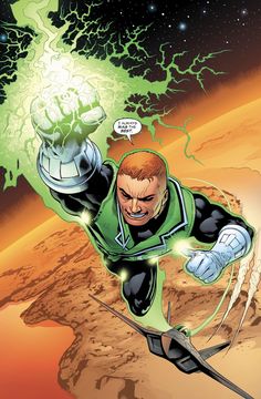 the green lantern is flying through space