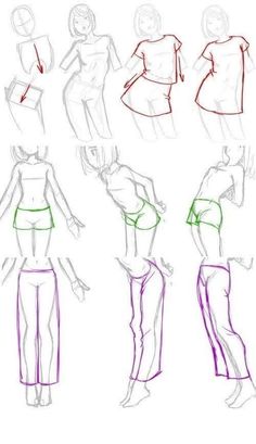 some sketches of different female body shapes