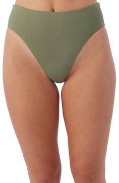 Classic bikini bottoms are ready for some sunny-day fun with a beachy solid hue and moderate back coverage. Moderate back coverage Lined 85% recycled polyamide, 15% elastane Hand wash, dry flat Imported Swim Bottoms, High Cut, Womens Swimwear, Sunny Days, Sunnies, Hand Wash, Nordstrom, Green