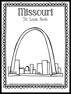 the st louis arch is shown in this black and white coloring page for children to color