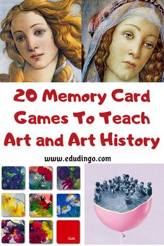 the cover of 20 memory card games to teach art and art history with pictures of women