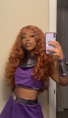 Black Starfire Costume, Black Star Fire Cosplay, Blackfire And Starfire Halloween Costume, Starfire Cosplay Costume, Star Fire Costume Diy, Halloween Costumes Starfire, Black Fire Cosplay, Black Starfire Cosplay, Starfire Costume Diy