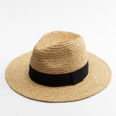 Brand New W/ Tag 100% Raffia #0049/204 Brown Straw Fedora For Spring, Spring Brown Straw Fedora, Spring Straw Brown Fedora, Chic Brown Brimmed Straw Hat, Casual Brown Straw Hat, Classic Brown Sun Hat For Vacation, Brown Straw Panama Hat For Spring, Spring Brown Straw Panama Hat, Elegant Brown Panama Hat For Beach