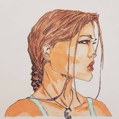 a drawing of a woman with braids on her head and neck, looking to the side