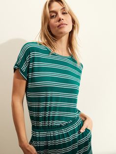 Knit Midi T-Shirt Dress | Banana Republic Factory Casual Green Short Sleeve Dress For Summer, Casual Green Dress With Side Slits, Casual Green Dresses With Side Slits, Casual Crew Neck Dress With Side Pockets, Green Short Sleeve Dress With Side Slits, Banana Republic Factory, Knit Midi, T Shirt Dress, New Product