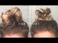 How To Do A Bun With Shoulder Length Hair, How To Short Hair Bun, Messy Bun Short Hair Shoulder Length, Easy Short Hair Messy Buns, Simple Messy Bun For Medium Hair, 30 Second Messy Bun, Short Hair Buns Shoulder Length, Easy Bun Short Hair Simple, Bun Hairstyles For Shoulder Length Hair