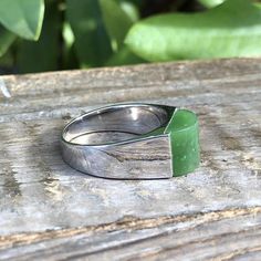 Canadian Nephrite Jade Ring, R0364 Modern Green Signet Ring With Polished Finish, Modern Oval Green Jewelry, Modern Oval Jade Jewelry, Modern Jade Ring As A Gift, Modern Green Signet Ring For Anniversary, Modern Polished Rings With May Birthstone, Modern Jade Jewelry For Anniversary, Green Minimalist Signet Ring For Anniversary, Polished Chrysoprase Ring Jewelry