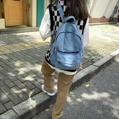 Cool Backpack: Experience Comfort and Fashion with our Unisex Laptop Backpack - EN257 This Korean Style Blue School Bag is perfect for students, teenage girls, and men who want a stylish and practical backpack. Crafted with high-quality denim, this backpack is both durable and fashionable. It features a solid pattern type and a solid bag exterior, giving it a classic and timeless look. The backpack's dimensions are 34cmX11cmX40cm, making it a spacious backpack with a capacity of 20-35 Litre. The Trendy School Backpack Shoulder Bag, Casual Large Capacity Backpack For School, Large Capacity Casual Backpack For Students, Trendy Blue Backpack For School, Casual Large Capacity Backpack For Daily Use, Denim Blue Backpack For Daily Use, Casual Student Shoulder Bag Backpack, Casual Large Capacity Softback Backpack, Casual Student Backpack