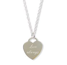 Silver Handwriting Heart Necklace. Our handwriting  is so personal to each of us and a love one's meaningful words mean even more to us after they are gone. These heart necklaces can be engraved with either your own handwritten message, or a loved one's writing from a card/note. A special way to have a loved one with you always. The front is engraved with yours or your loved one's true handwriting. Order your photo necklace and treat you or a loved one to a meaningful gift. We only require a pho Meaningful Heart-shaped Sterling Silver Necklace, Meaningful Heart Charm Necklace For Personalized Gift, Personalized Gift Necklace With Heart Charm, Everyday Engraved Heart Pendant Necklace, Sterling Silver Heart Charm Necklace, Meaningful Heart Charm Necklaces For Valentine's Day, Meaningful Heart Charm Necklace For Valentine's Day, Meaningful Heart Shaped Silver Charm Necklace, Meaningful Silver Heart Charm Necklaces