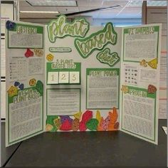 a bulletin board with information about plants on it