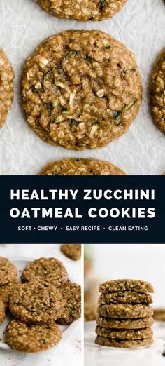 healthy zucchini oatmeal cookies with text overlay