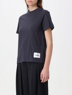 T-Shirt JIL SANDER Woman color Multicolor Sporty Crew Neck T-shirt For Workwear, Modern Gray Crew Neck Tops, Modern Gray Relaxed Fit T-shirt, Sporty Cotton T-shirt For Work, Modern Graphic Print Tops For Work, Modern Graphic Print Tops For Workwear, Modern Summer T-shirt For Workwear, Sporty Cotton Tops For Work, Modern Gray Summer Tops