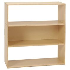 a wooden shelf with three shelves on one side and two smaller shelves on the other