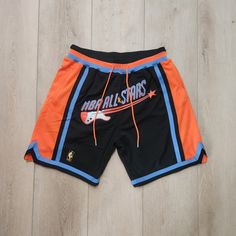 Just Don Ninety Six Shorts All Star 1997-98 Orange Short Bottoms For Streetwear, Sporty Orange Shorts For Streetwear, Vintage Basketball Shorts, Athletic Shorts With Built-in Shorts For Basketball, Nylon Sports Boxer Briefs With Built-in Shorts, Nba Retro Shorts, Moisture-wicking Basketball Athletic Shorts, Mitchell & Ness, Walker Boots