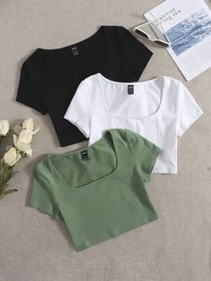 Basic Outfits Summer, Crop Top Outfits, Cute Crop Tops, Women T Shirts, Cute Simple Outfits, Really Cute Outfits, Basic Outfits, Cute Casual Outfits