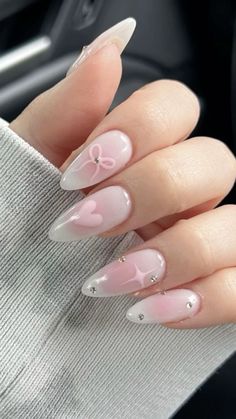 Almond Gel Nails, Unghie Sfumate, Girly Acrylic Nails