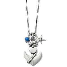 Anchor your coastal style with this darling silver necklace, perfect for summer and beyond! We love its starfish charm. Color: Silver-BlueClosure: Lobster ClawLength: 18" - 40" AdjustableFeatures: ConvertiblePendant Drop: 2 3/8"Material: Swarovski crystalFinish: Silver platedFeatures: Blue Agate Bead Convertible Necklace, Nautical Bracelet, Anchor Necklace, Starfish Necklace, Brighton Jewelry, Handbag Charms, Summer Necklace, Themed Jewelry, Cross Jewelry