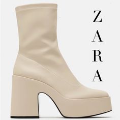 Brand New In Box Gorgeous Off White/Cream Colored Calf Boots. Premium Casual Wear, Or Dress Up Year Round. Made Of Stretch Material. Rounded Toe. Heel Height: 5.1 Inches (13 Cm) Upper- 100% Polyurethane Lining- 100% Polyester Sole- 100% Polyurethane Thermoplastic Insole- 100% Polyester Sole- 30% Rcs-Certified Recycled Synthetic Rubber New Posher?? Use Code Alanahavana When You Sign Up For Poshmark And Get $10 Off Your First Purchase. Trendy Cream Platform Boots For Winter, Chic Spring Ankle Platform Boots, Chic Spring Platform Boots With Block Heel, Chic Medium Width Platform Boots For Spring, Trendy Cream Platform Boots With Round Toe, Cream High Heel Boots For Winter, Cream Ankle Platform Boots For Fall, Cream High Ankle Heels For Winter, Chic Cream Heels For Fall