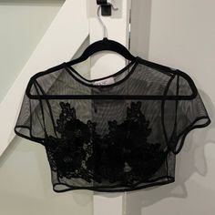 Black See Through Crop Top From House Of Cb. Never Worn. Size Xs Silver Bra, Bandage Crop Top, Brown Corset, White Corset Top, Satin Bustier, Cutout Crop Top, Black Bandeau, Lace Cami Top, White Corset