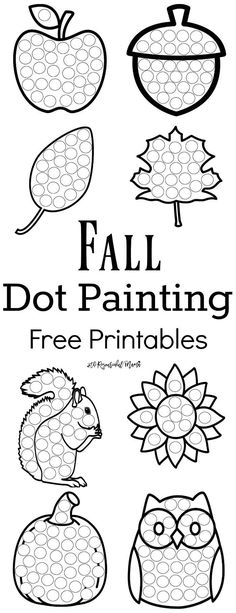 fall dot painting printables for kids to color and practice their art work with