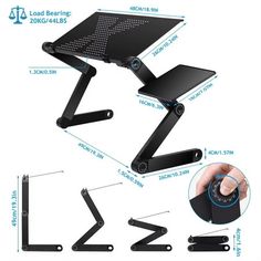 the adjustable laptop desk is shown with instructions on how to use it and how to use it