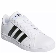 New In Box, 100% Authentic! Adidas Boys Baseline Fashion Sneakers Feature A Coated Leather And Synthetic Upper. Synthetic Leather 3-Stripes And Heel Patch. Lace-Up Front For A Secure Fit. Comfortable Textile Lining. Rubber Outsole. Adidas Sporty Sneakers For School, Adidas Low-top Sneakers For School, Sporty Adidas Sneakers For School, Sporty Striped Sneakers With Round Toe, Striped Sporty Sneakers With Round Toe, Classic Lace-up Sneakers For School, Classic Lace-up School Sneakers, Adidas School Sneakers, Adidas Sports Sneakers With Three Stripes