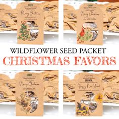 the wildflower seed packet christmas favors are on display for everyone to see in their store