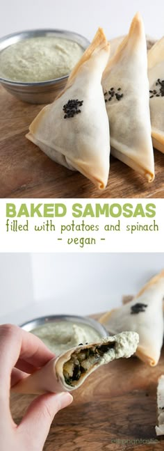 baked samosas filled with potatoes and spinach