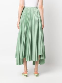 Plan C Asymmetric Pleated Skirt - Farfetch Asymmetrical Pleated Draped Skirt For Spring, Green Asymmetrical Bottoms For Spring, Asymmetrical Skirt With Pleated Hem For Spring, Spring Asymmetrical Skirt With Accordion Pleats, Green Asymmetrical Hem Skirt For Spring, Asymmetrical Skirt With Pleated Hem For Summer, Spring Draped Long Skirt With Folds, Spring Long Draped Skirt With Folds, Green Asymmetrical Hem Bottoms For Spring