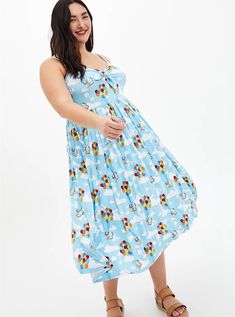 Disney Up Light Blue Retro Bow Front Tank Midi Dress, MULTI Disney Dress, Disney Up, Retro Collection, Disney Inspired Outfits, Polka Dots Fashion, Dapper Day, Fitted Wedding Dress, Disney Dresses, Dress Images