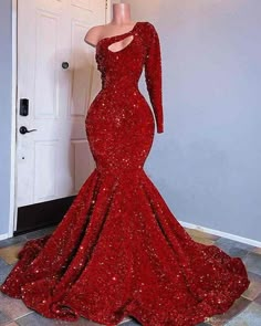 Red Prom Dress Sparkly, Trumpet Prom Dress, Glitter Prom Dresses, Red Mermaid