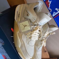 Used Like New Off White Jordan 4 Sz 12, Og Box, All Laces Included, Comes With Jordan Hang Tag, And Off White Tag! Air Jordan 4 Off White Sail, Luxury High-top Air Jordan 4 With White Sole, Jordan 4 Off White Cream, White Air Jordan 4 Lace-up For Streetwear, Jordan 4 Off White Sail, White Jordans, Off White Shoes, Cream White, Mens Shoes Sneakers