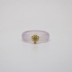 A small round green jade charm dotted on genuine white jade band. 18k gold plated sterling silver carved base and little green jade invest the white band with vintage feeling. Genuine white jade band 3mm thickness 5mm width Size US7 Jade Engagement Ring, Jade Wedding, Vintage Feeling, Reference Board, Jade Charm, Dainty Rings, Tiny Rings, Gold Jewelry Simple, Jade Ring