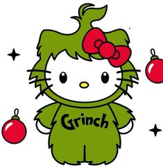 a hello kitty christmas card with an ornament