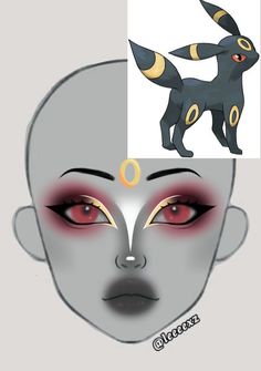 Umbreon Cosplay Makeup, Anime Face Makeup, Umbreon Nails, Anime Make Up Ideas, Pokemon Inspired Makeup, Espeon Makeup, Pokemon Makeup Looks, Umbreon Makeup