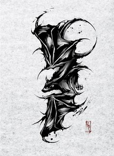 a black and white drawing of a dragon with blood splatters on it's back