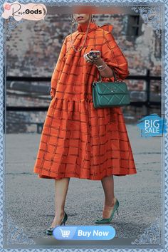 Lantern Sleeve Turtleneck Plaid Elegant Midi Dress Inexpensive Dresses, Elegant Midi Dress, Elegant Midi Dresses, Dresses By Length, Lantern Sleeve, Lantern Sleeves, Women's Fashion Dresses, Color Orange, Dress Length