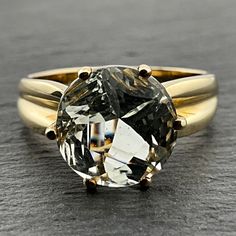 Vintage Solid 9ct Gold Topaz Ring, UK Size N, US Size 6 1/2, EU Size 52 3/4, Fully Hallmarked Birmingham 2006, Weight 4.03Grams, Topaz Diameter 10mm, Lovely Condition Formal Gold Rings With Green Amethyst, Gold Rings With Green Amethyst For Formal Events, Gold Rings With Green Amethyst For Formal Occasions, Formal Green Amethyst Ring, Classic Amethyst Ring With Vvs Clarity, Classic Green Amethyst Rings, Gold Topaz Ring, Non Traditional Wedding Ring, Gold Topaz