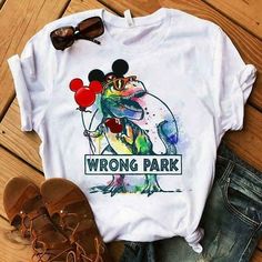 Wrong Park t shirt NF Color T Shirt, Dinosaur Cartoon, Cute Disney Outfits, Disney 2024, Disney Trip Shirts, Mickey Shirt, Dinosaur Shirt, Disney Colors, Disney T