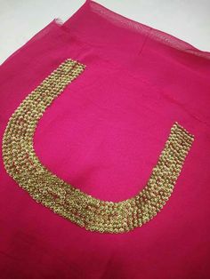 Rose Colour Aari Work Blouse Design, Neck Designs, Blouse Designs, Design