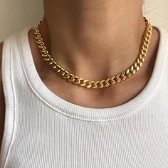 Thick Gold Chain Necklace, Cuban Link Necklace, Thick Chain Necklace, Estilo Indie, Figaro Chain Necklace, Cuban Link Chain Necklaces