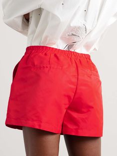 STAUD Taurus paneled shell shorts Chic Stretch Red Shorts, Red Athleisure Shorts For Summer, Red Nylon Bottoms Of Short Length, Red Athleisure Shorts With Elastic Waistband, Red Relaxed Fit Shorts With Elastic Waistband, Red Shorts With Short Inseam, Red Shorts With Elastic Waistband, Red Nylon Athleisure Shorts, Red Relaxed Fit Shorts