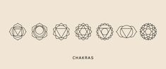 the chakras line up on a beige background