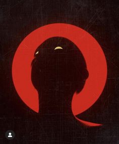 the silhouette of a person's head against a dark background with a red circle