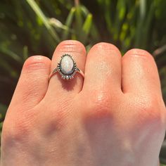 ☉ Metal Type: Sterling Silver. ☉ Metal Stamp or Hallmark: .925 ☉ Metal Purity: 92.5% Sterling. ☉ Finish: Oxidized ☉ Stone: White Lab Opal ☉ Face Measurements From South To North: 11.4mm Custom orders welcome! Classic Handmade Oval Moonstone Ring, Oval Opal Promise Ring, Vintage Oval Opal Birthstone Ring, Vintage Silver Opal Ring With Oval Shape, Vintage Silver Oval Opal Ring, Silver Oval Heirloom Birthstone Ring, Dainty Oval Opal Rings, Dainty Handmade Oval Opal Ring, Heirloom Style Oval Opal Ring